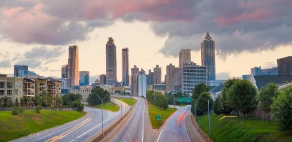 birds eye view of interstate running through charlotte