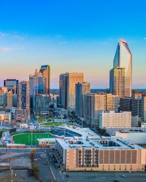 skyline view of charlotte uptown
