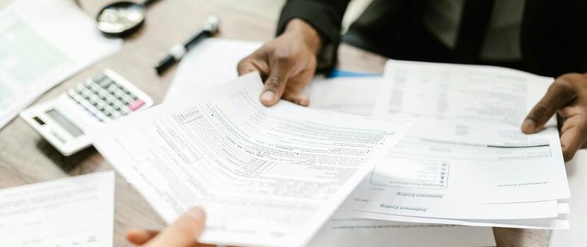 person reviewing documents